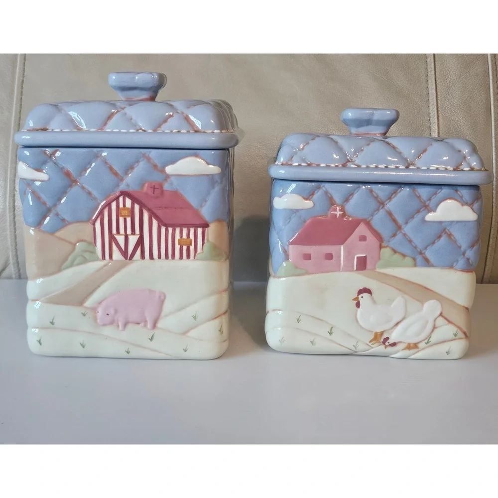 Vintage Farmhouse Chicken-pig House Ceramic Canister – Rustic Country‎ Style
